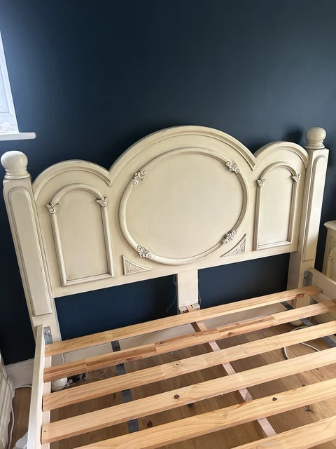 SOLID WOOD KING Size French Style Bed Frame - Cream / Ivory Shabby Chic ...