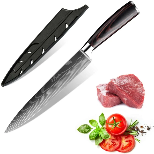 8 Zoll Kochmesser Küchenmesser Schneidemesser Edelstahl Damaskus Muster Küche