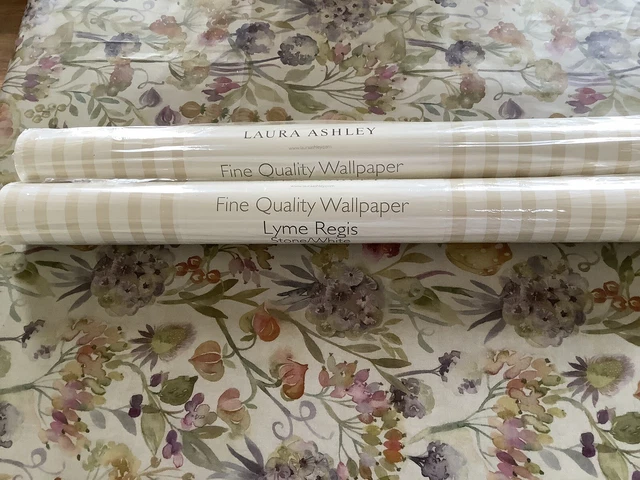 Laura Ashley Wallpaper 2 Rolls Lyme Regis Stone/White
