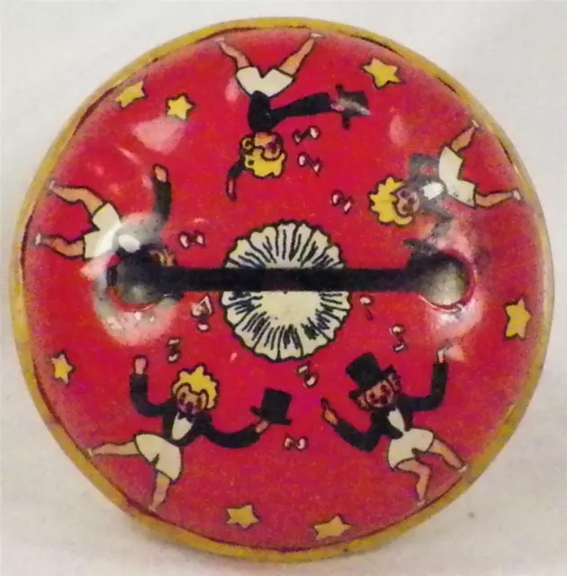 Tin Noisemaker Toy Kirchhof Bell Men Women Top Hats Dancing New Year Eve Vintage