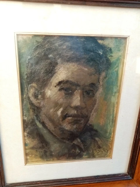 ERMANNO TOSCHI (Lugo, 1906 - Fiesole, 1999) affresco su masonite autoritratto 2