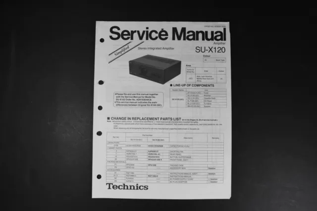 Technics SU-X120 Amplifier Service Manual - Original Genuine