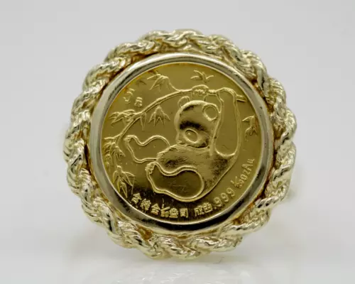 Without Stone20"mm Coin Vintage 1985 China Panda 14K Yellow Gold Finish