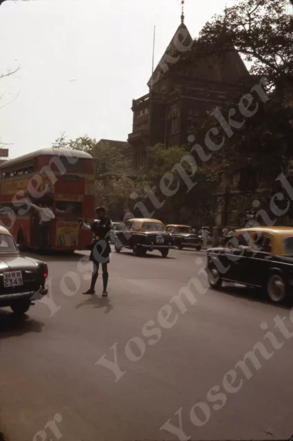 sl49 Original Slide  1967  Indonesia city street double decker bus 519a