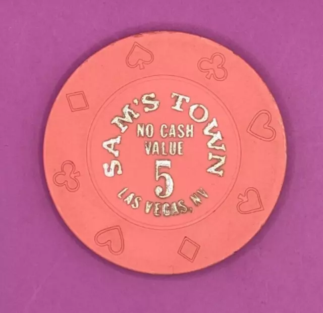 Vintage Sam's Town Casino Las Vegas $5 NCV Chip from 1990's