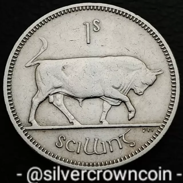 Ireland Eire 1 Shilling 1959. KM#14a. One Dollar coin. Harp. Bull. Animals. L