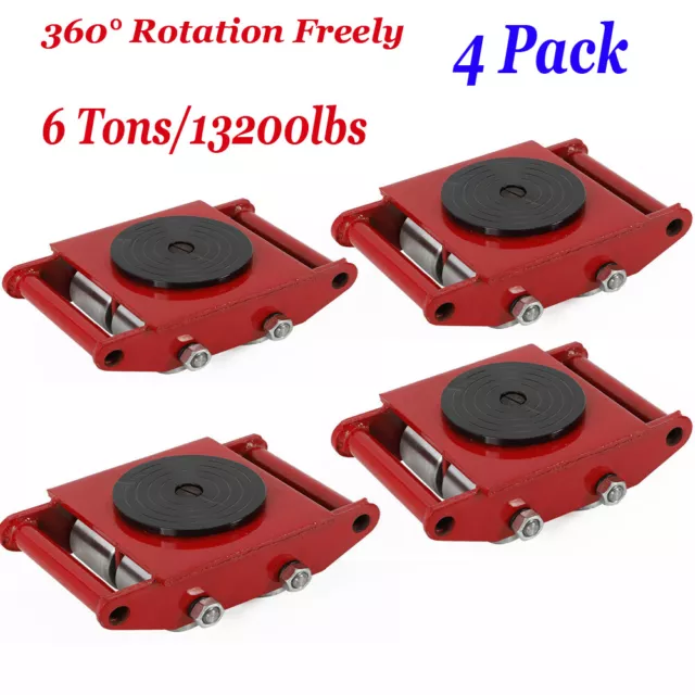 4Pcs Set 6 Tons Industrial Machinery Mover Heavy Duty Dolly Skate 4Steel Wheel