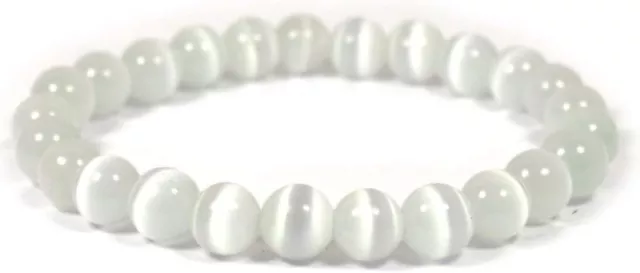 Handmade Gemstone Beds Reiki Natural Selenite  beaded bracelet Stretch Elastic