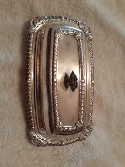 GORGEOUS VTG Crosby Silverplated Ornate 8" Butter Dish