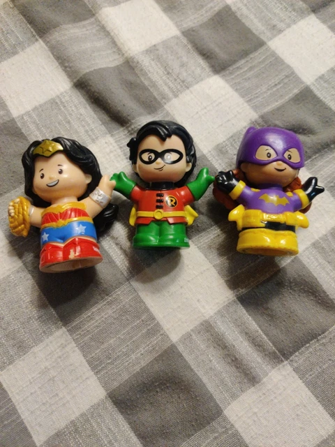 Fisher Price Little People DC Comic Super Hero Robin Batgirl Wonder Woman Lot