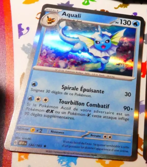 Pokemon 151 Card Rare Holo Cards Fr Aquali Holo 134/165 MEW FR Mint