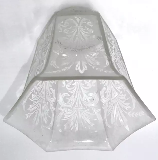 Vintage Art Deco Torch & Wreath Pendant Ceiling Lamp Shade Frosted Glass 2 1/4"