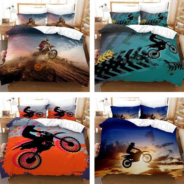 TEEN BOY KIDS Bedding Motocross Motorbike Quilt Cover Motorcyclist