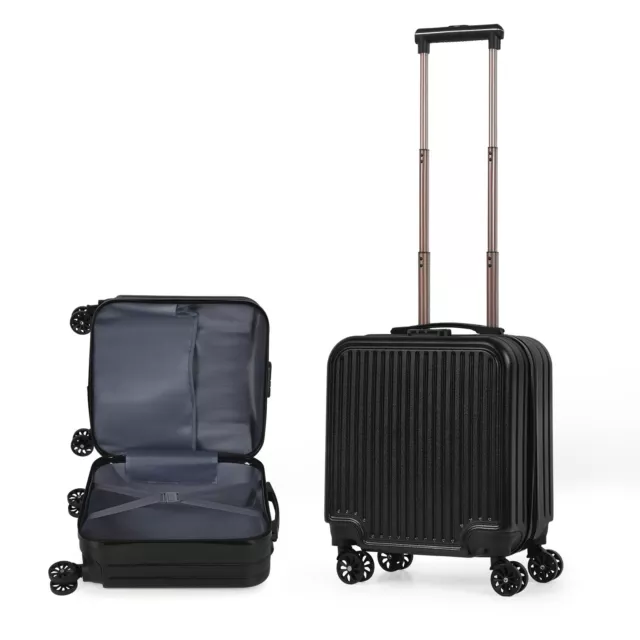 18" Underseat Carry On Luggage with Wheels Hard Shell Mini Small Suitcases,Black