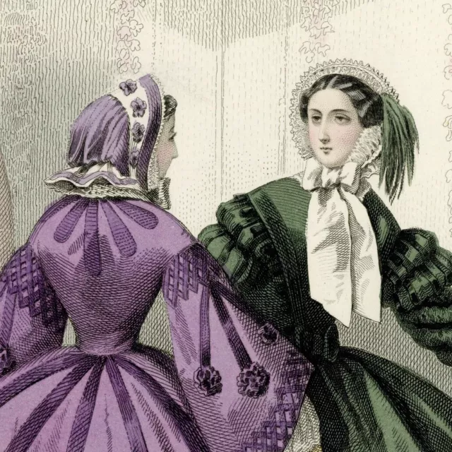 Les modes Parisiennes Mode Elegance Demoiselles - Gravure Aquarelle XIXe