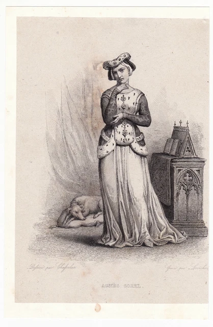 PORTRAIT XIXE AGNÈS Sorel Favorite du Roi Charles VII Le Mesnil-sous ...