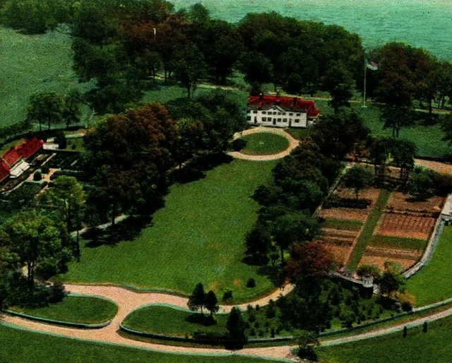 Aerial Washington's Home From Aeroplane Mount Vernon VA UNP 1920s Postcard