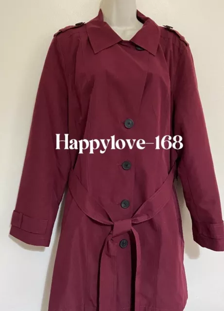 New M&S Ladies Summer Coat With Belt (dark Burgundy ) Size Uk 20