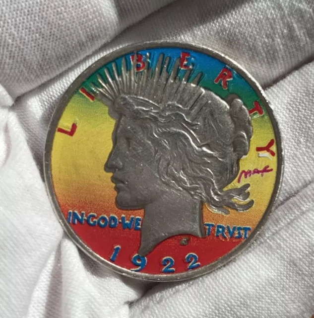 🌈1922 Gorgeous Colorful Peace Silver Dollar