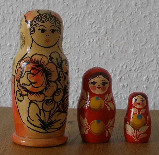 Matrjoschka! Matroschka! Babuschka! 3 Holzpuppen aus UdSSR! ALT & SCHÖN!