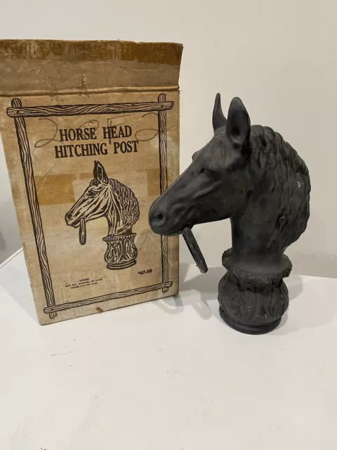 Vintage Goebel Cast Aluminum Horse Head Hitching Post Topper Hand Crafted In USA