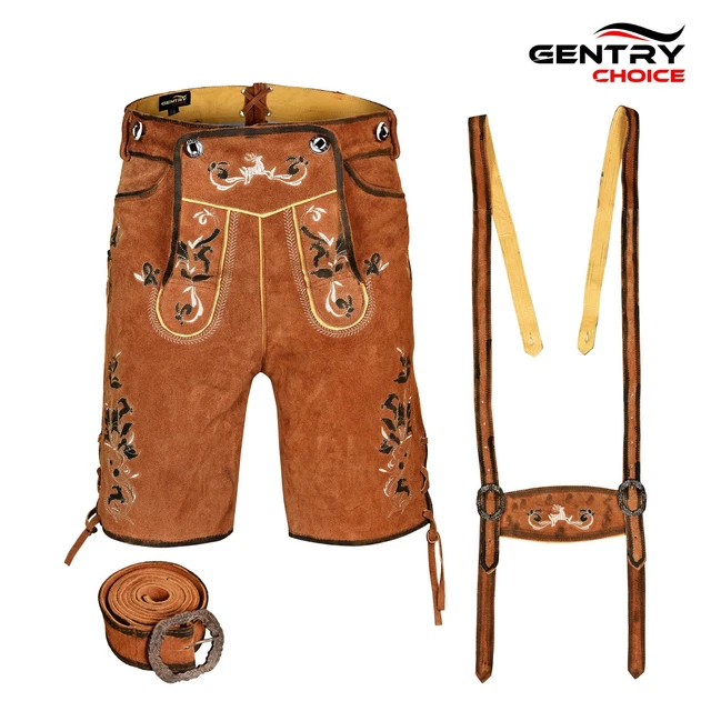 Mens Leather Lederhosen Hermann German Bavarian Lederhosen Oktoberfest Costume