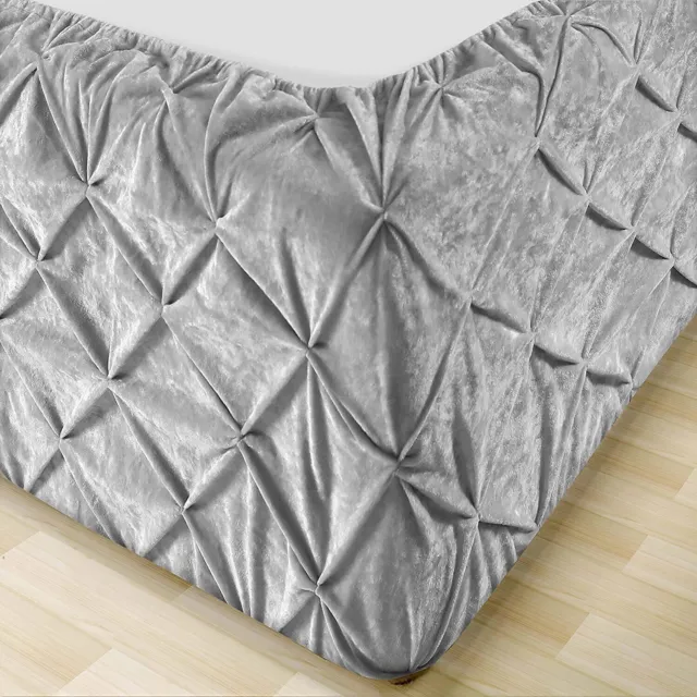 Cubierta base de cama de terciopelo triturado envolturada sofá sábana elástica gris