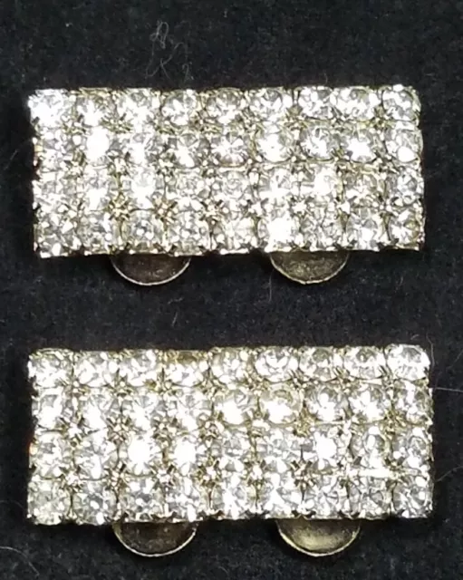 Vintage Musi ART DECO Pair Silver Tone Shoe Clips with Rhinestones Scarf Dress