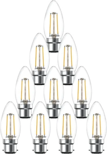 paul russells B22 Bayonet Cap LED Filament - 10 Count (Pack of 1), Warm White