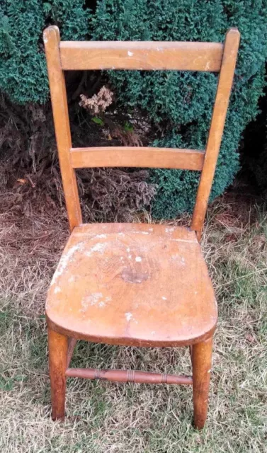 Vintage child's school chair elm seated