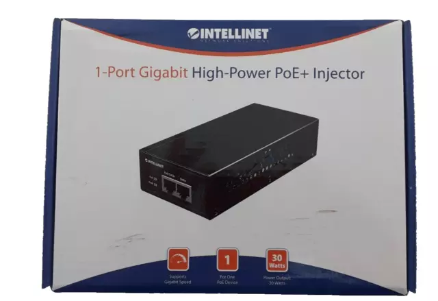 Intellinet 1-Port Gigabit High Power PoE+ Injector Injektor 560566 Rev.5.01 30W