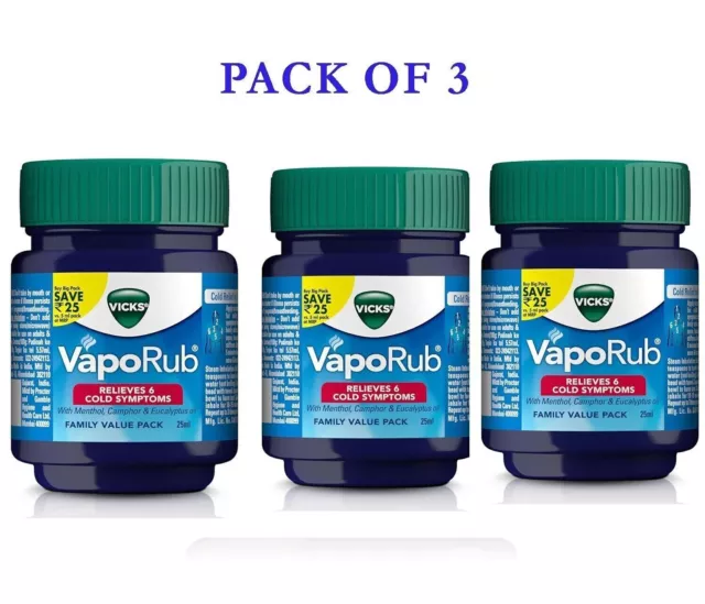 Vicks Vaporub Alivio del resfriado, tos, nariz tapada, dolor de cabeza 25...