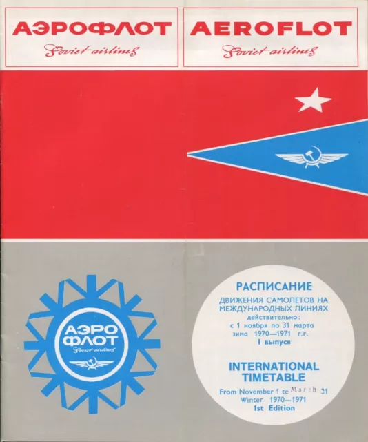 Aeroflot Winter Timetable 1970/71 1St Edition Soviet Airlines Russia Route Map