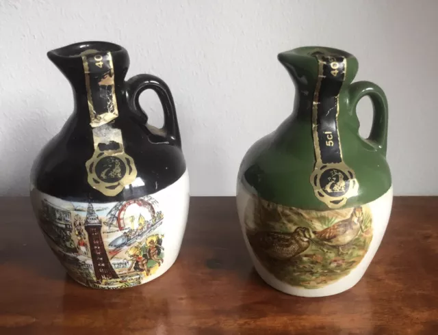 Rutherfords Whisky Miniature Ceramic Jugs Rare Blackpool & Snipe Scottish Whisky