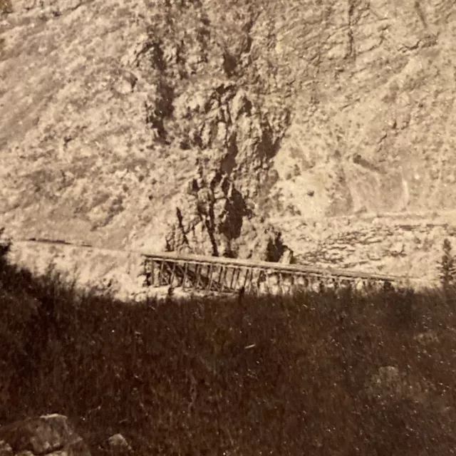 Union Pacific Railroad Rail Way Devils Gate Bridge Wahsatch Mtn Stereoview Photo