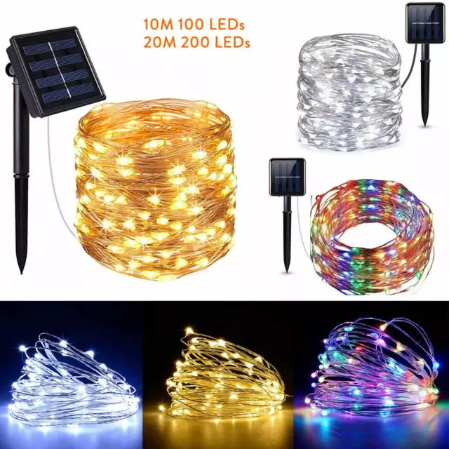 10-20M LED Solar Fairy String Light Waterproof Party Xmas Garden Outdoor Decor S