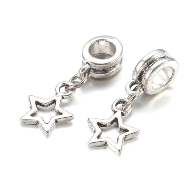 10pcs Tibetan Alloy European Dangle Beads Large Hole Antique Silver Charms Craft