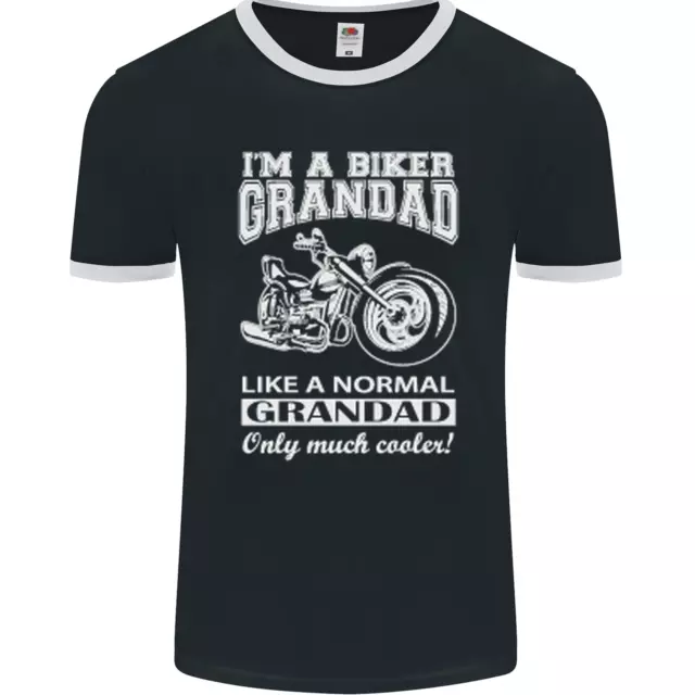 Biker Grandad Motorbike Grandparents Day Mens Ringer T-Shirt FotL