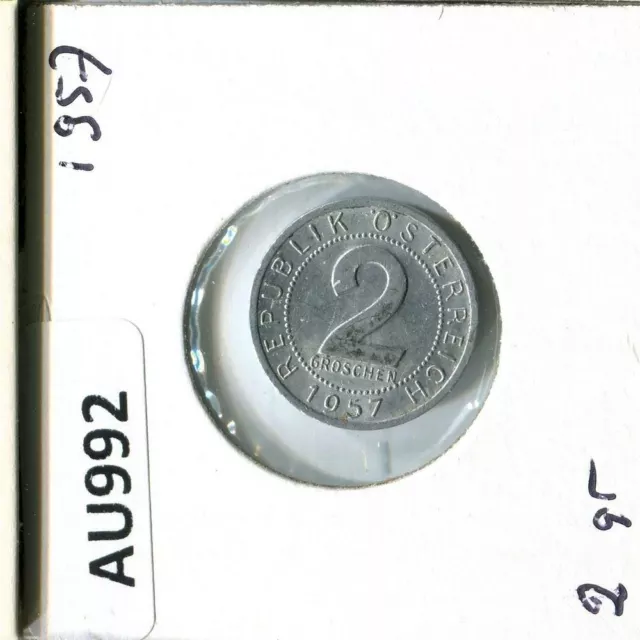 2 GROSCHEN 1957 AUSTRIA Coin #AU992C