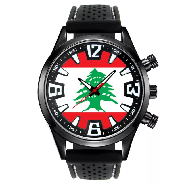 Orologio da polso Libano/Repubblica Libanese Paese Bandiera Uomo Stile Silicone SF123