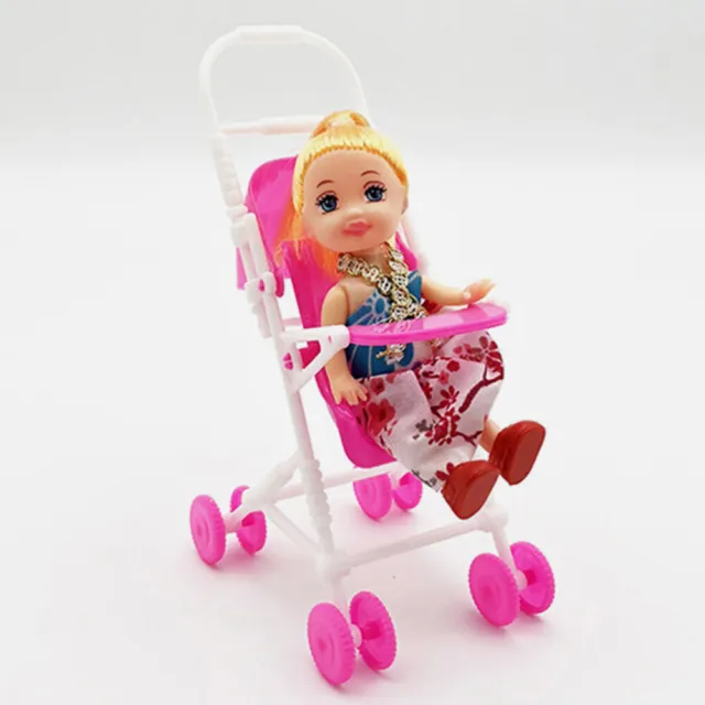 2 Pcs Small Doll Stroller House Decor Child It Can Move Mini