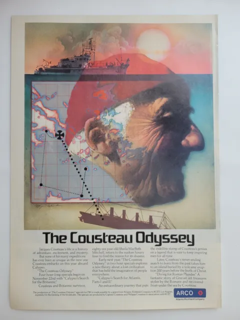 Jacques Cousteau Search For Atlantis Calypso Original Print Ad NH 1978 ~8x10"