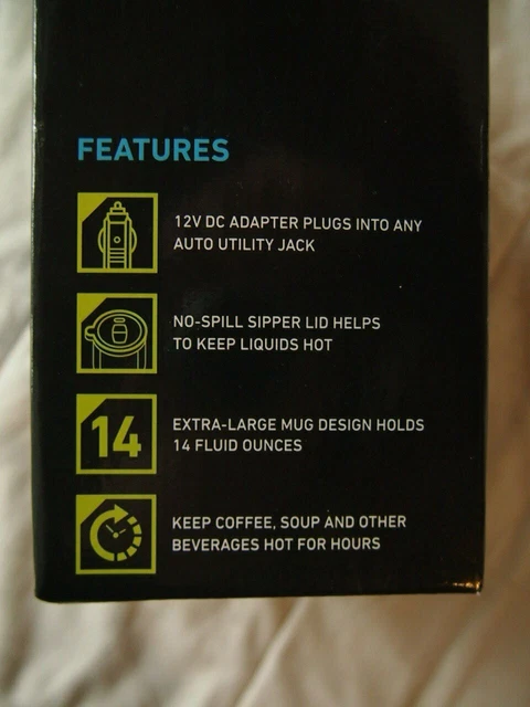 Sharper Image Stainless Steel Heated Travel Mug 14OZ. w/ 12V DC Adapter Plug 3