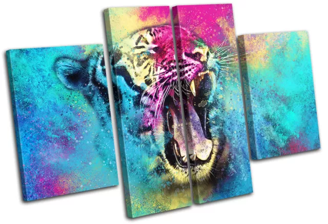 Colourful Wild Tiger Cat Animals MULTI TOILE murale ART Photo Print