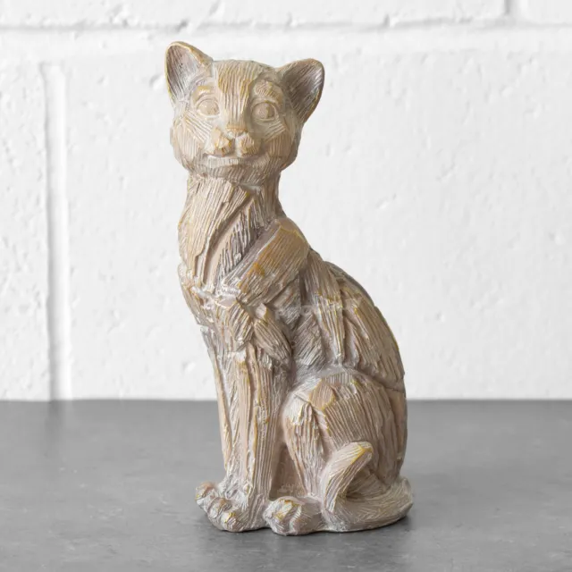 Resin Driftwood Style Cat Ornament Figurine Statue Gift Sculpture Nautical Sea