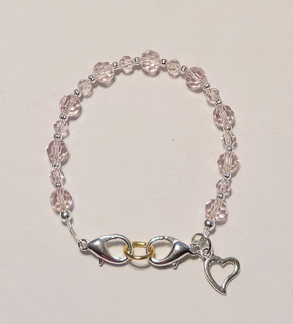 Rosaline Pink Round Crystal Glass Beads Medical Alert ID Replacement Bracelet