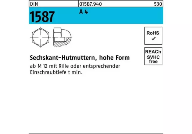 Sechskanthutmutter DIN 1587 M 6 A 4