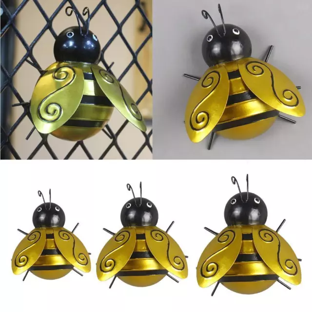 Honey Bee Metal Craft Hanging Sculpture Wall Art Garden Décor Bugs Ornaments