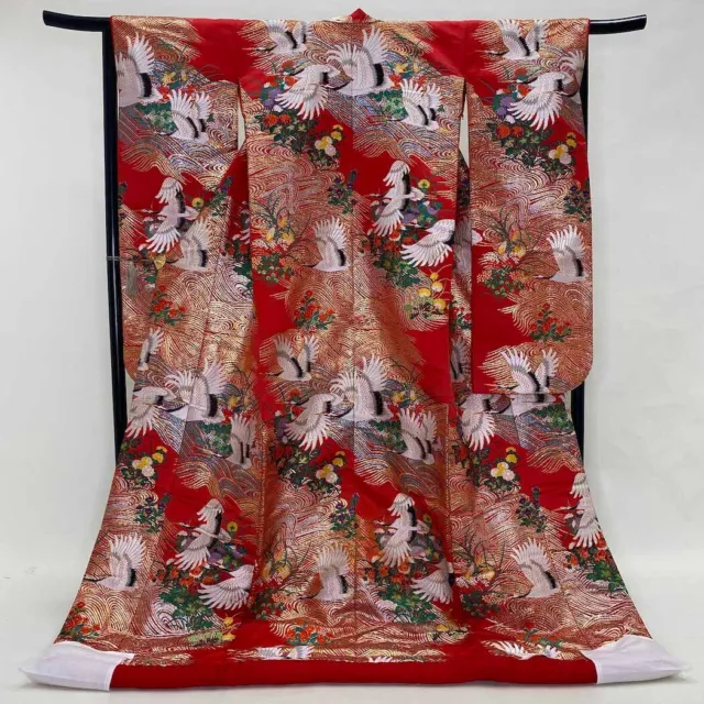 Japanese kimono colored uchikake furisode  vintage furisode silk 1494