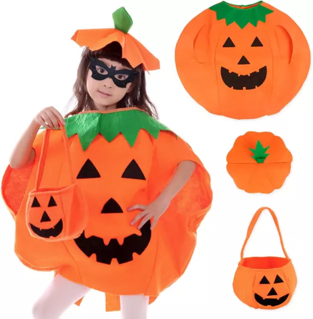 Costume Da Zucca Di Halloween per Bambini Adulti, Costume Di Halloween Zucca Con 2